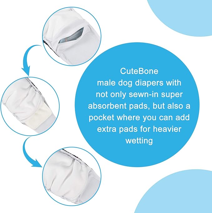 CuteBone Belly Band for Dogs Male Reusable Diapers Washable Wrap DM36M