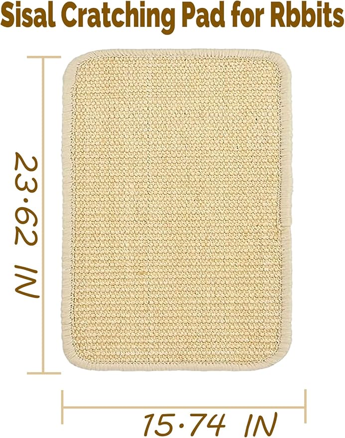 Lagre Rabbit Scratcher Mat 2 Pack Natural Sisal Bunny Scratching Mats, Small Animal Scratch Pad Rug for Indoor Grinding Claw Pad for Guinea Pigs Chinchillas (Beige)