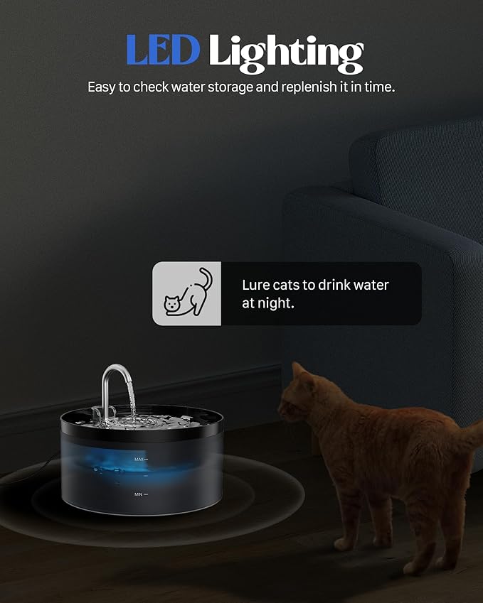 Cat Water Fountain for Cats Indoor: GIOTOHUN 108oz/3.2L Black Cat Drinking Founttain - Pet Fountains Contains 6 Filters + 3 Sponges