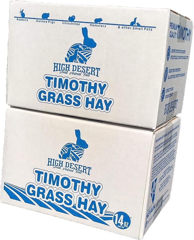 High Desert 2nd Cutting Timothy Grass Hay for Rabbits, Guinea Pigs, Chinchillas & Small Pets – Premium Hand-Packed Natural Hay, High-Fiber, Additive-Free, Grown in USA – 14 Oz Box