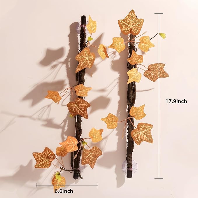 BNOSDM Reptile Climbing Branch Flexible Bend-A-Branch Jungle Vines Terrarium Plant Decoration with Suction Cup for Crested Gecko Chameleon Gecko Snake Tree Frog 2PCS, Yellow