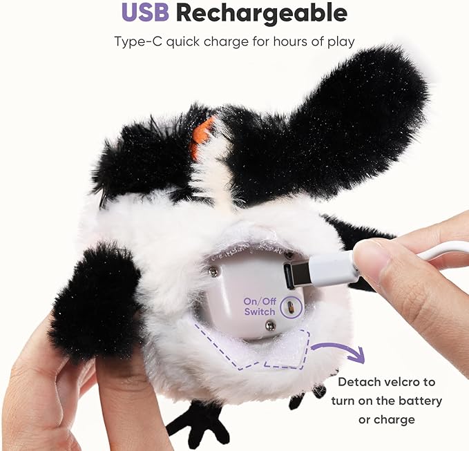 Petbobi Cat Toys Flapping Bird– Interactive Bird Cat Toy with Flapping Wings and Chirping Sounds, USB Rechargeable Motion-Activated Catnip Toy for Indoor Cats & Kittens (Non-Flying)