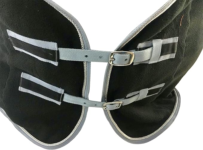 Majestic Ally Anti Pill Fleece Horse Blanket/Sheet with Silver Braided Rope (Black, 78)