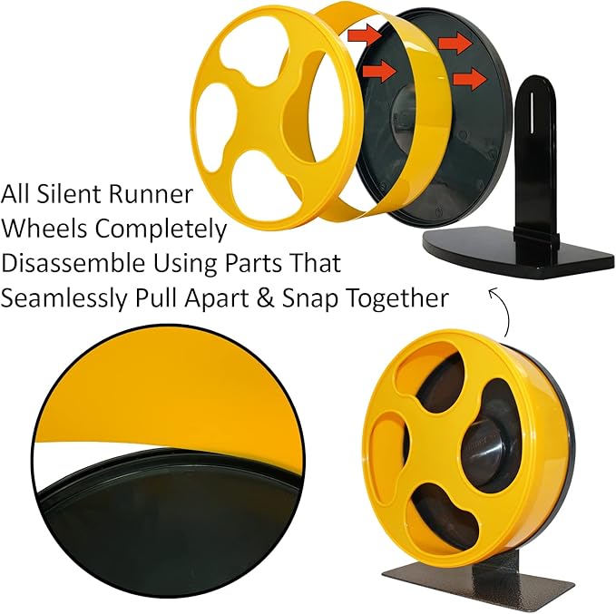 Silent Runner 9" - Wheel + Cage Attachment (NO Stand) - for Hamsters, Gerbils, Mice