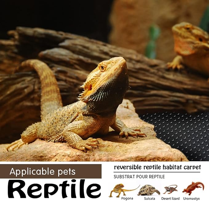 Reptile Substrate Mat Terrarium Liner 2PCS 36 * 18 inch, Bearded Dragon Tank Accessories Reptile Tank Carpet Bedding Non-Adhesive for Leopard Gecko Snake, Lizard and Tortoise