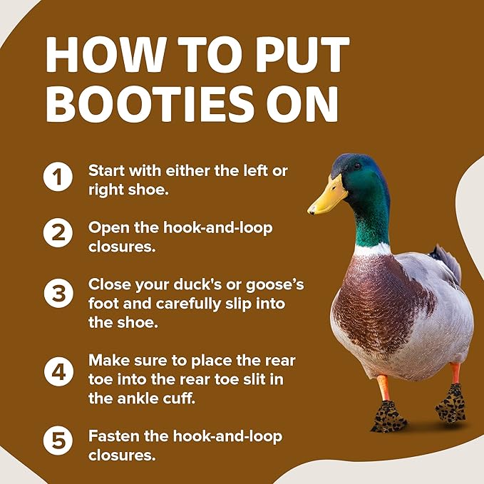 Duck Shoes for Injured Feet – Protective Neoprene Footwear for Ducks, Protective Shoes for Birds with Injured feet, Bumblefoot Relief - Large, 4.5” Max. Inside Width - Leopard