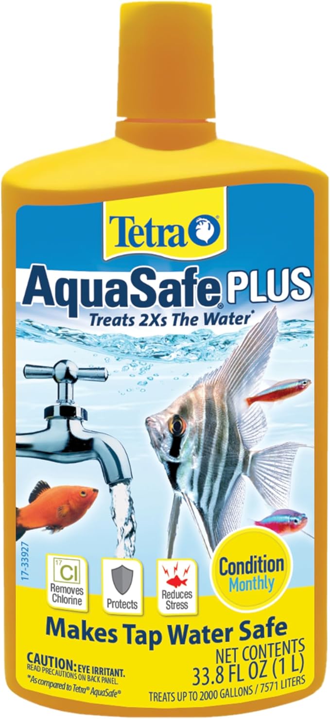 Tetra AquaSafe Plus, Aquarium Water Conditioner And Dechlorinator, 33.8 Ounces