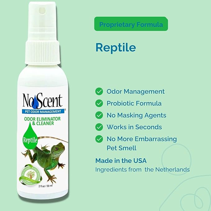 No Scent Reptile Tank Cleaner Spray & Pet Odor Management for Bearded Dragon, Turtle, Lizard Terrarium Freshener (128 Fl Oz/Gallon)
