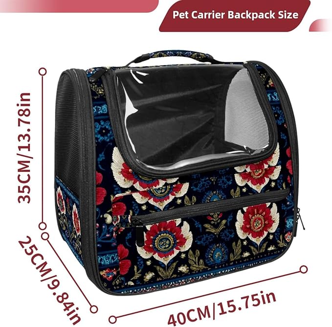 Motifs African Boho Paisley Floral (24) Pet Carrier Airline Approved Soft Sided Portable Cozy Travel Pet Bag, Car Seat Safe Carrier for Cats and Dogs