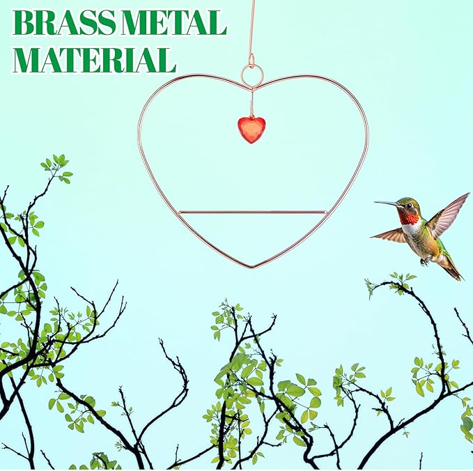 LemonRoad Hummingbird Swing, Tweet Heart Birdie Swing, Copper Hummingbird Perch Metal Frame for Wild Finches & Orioles Bird Outdoors Indoor Trunk Lawn Patio Garden (Copper)