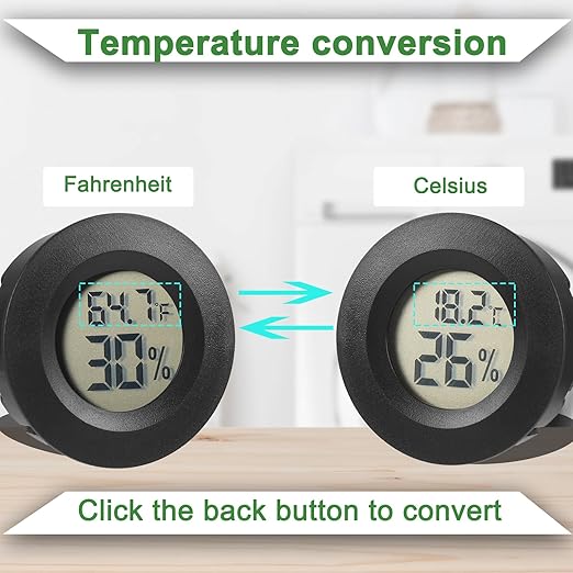 Reptile Thermometer and Humidity Gauge Digtal Terrarium Thermometer Circular Bearded Dragon Cage Accessories Reptile Temp and Humidity Gauge for Leopard Gecko Hermit Crab Gecko Lizard Etc 4pc