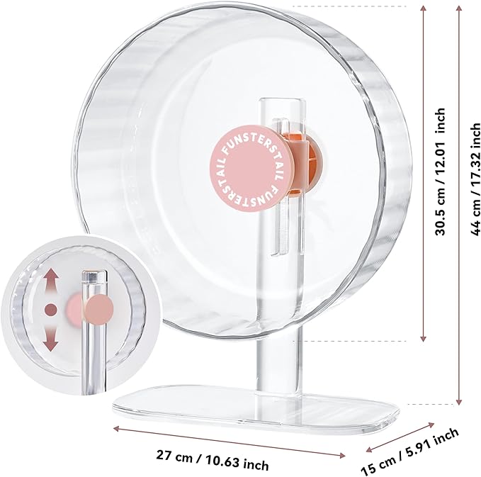 Super Silent Hamster Wheel 12 Inch, Magnetic Large Rat Wheel for Chinchilla, Gerbil, Guinea Pig, Cat, Mouse, Sugar Glider and Dwarf, Syrian Hamster Accessories (Peach Pink)