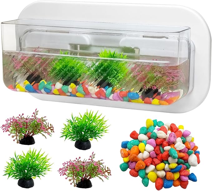 kathson Acrylic Wall Hanging Fish Bowl Wall Mounted Fish Tank Planter Fish Bubble Hanging Aquarium Hydroponic Plant Pot Betta Fish Tank Bowl for Home Decor Pot Decoration Planter