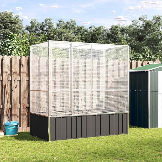 Steel Aviary, Large Bird Cage with Lockable Door, Aviary Spacious and Versatile Cage Ideal for Parakeets, Parrots, Lovebirds, Cockatiels, Pigeons, 82.9"x42.1"x83.5",-272