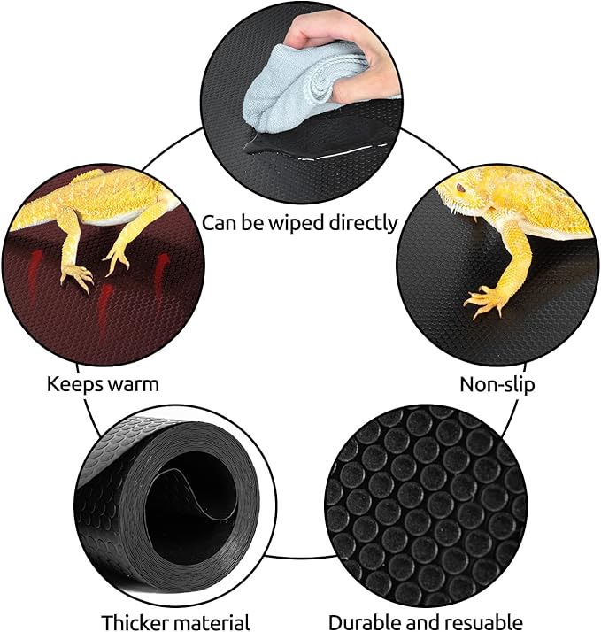 REPTI ZOO Reptile Substrate Mat Terrarium Carpet, 118" x 23.6" Non-Adhesive Reptile Terrarium Bedding Substrate Liner, Reptile Tank Accessories for Bearded Dragon,Leopard Gecko,Lizard,Tortoise