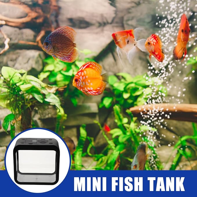 Mini Fish Tank with Light Transparent Fish Breeding Box for Betta Small Aquarium for Home Decor and Desktop Use Color Changing