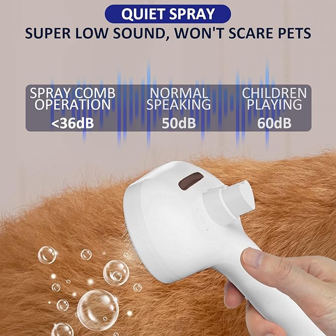 Fur Shower Brush for Dogs, 3 In 1 Self Cleaning Steamy Pet Brush, Pets Spray Hair Removal Comb - Anti-Static, Dog Grooming Tool With Steam | Skin-Friendly Design (Pink)
