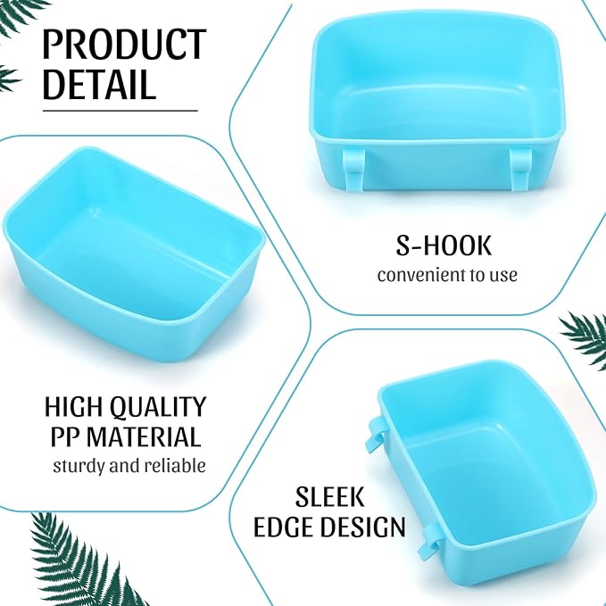Zhehao 20 Pieces Cage Cups Chicken Feeder Waterer Cups 16 oz Hanging Bird Cage Feeder Plastic Bunny Water Bowl for PET Parrot Pigeon Rooster Gamefowl Poultry Wire Cage(Blue)
