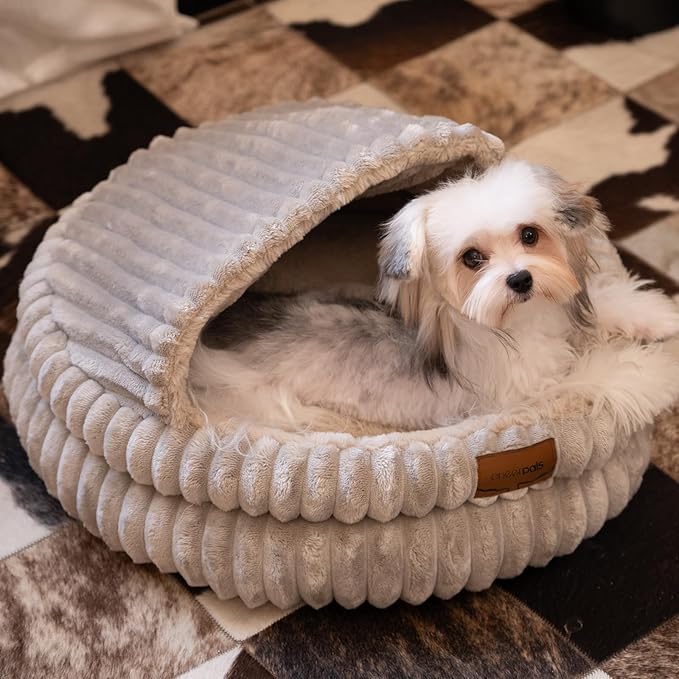 CHEERPALS Cat Bed for Indoor Cats, Washable Round Cat Bed Soft Fluffy Pet Bed for Kitty, Puppy and Small Dog(Khaki)