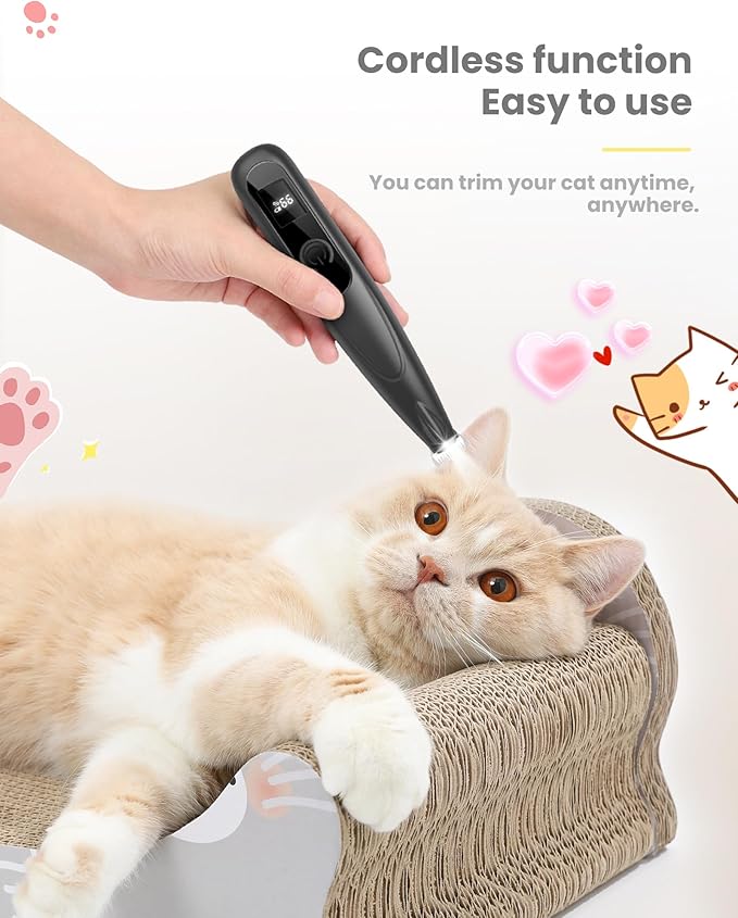 Dog Clippers with LED Display,35dB Ultra-Low Noise Dog Paw Trimmer Shaver, Cordless Hair Trimmer with LED Light,Type-C Rechargeable Cat Clippers for Grooming Paws, Ears, Face, Rump