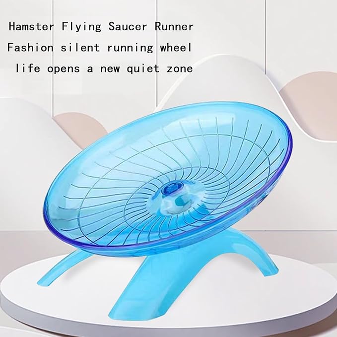 Silent Running Wheel for Small Animals, 12 Inch Flying Saucer Design, Exercise Wheel for Hamsters, Guinea Pigs, Hedgehogs, Blue