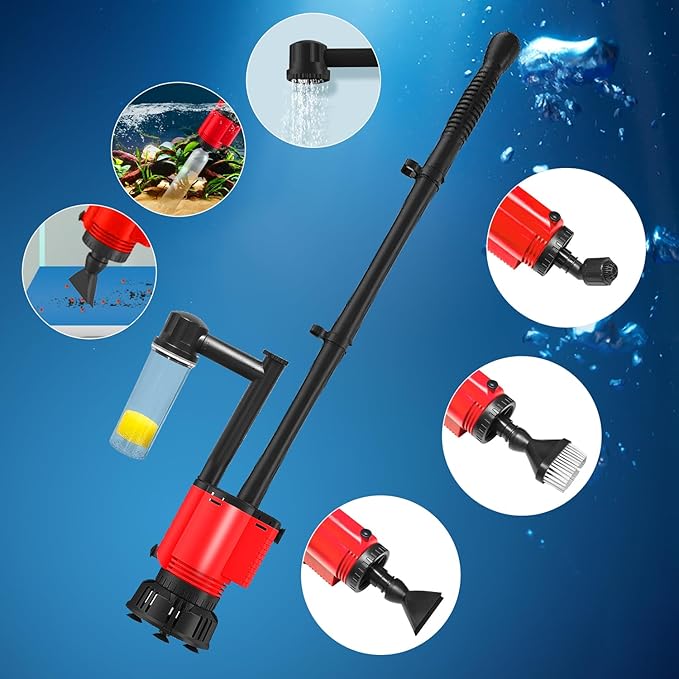 Aquarium Gravel Cleaner, Removable Water Changer, Automatic Changer with Multi-Function Nozzles, Strong Suction for Fish Tank Sand Cleaning, Water Changing and Waste Removal