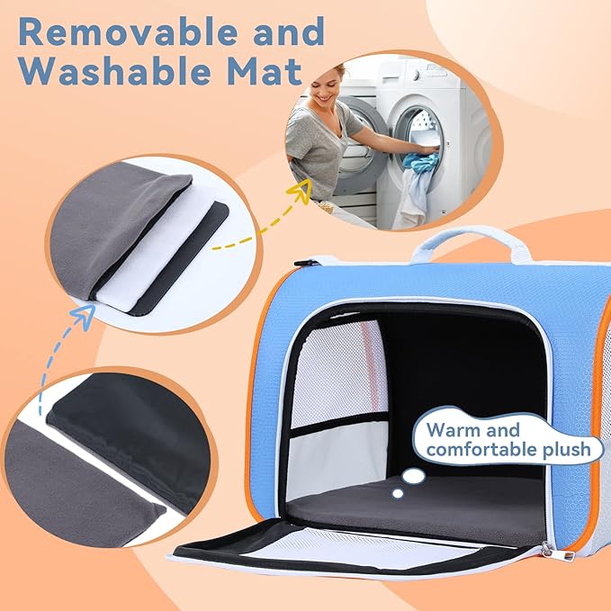 A4Pet Cat Carriers Dog Carrier Pet Carrier, TSA Airline Approved Small Dog Carrier for Cats Dogs Puppies (Up to 15lbs), Washable Soft-Sided Collapsible Travel Puppy Carrier