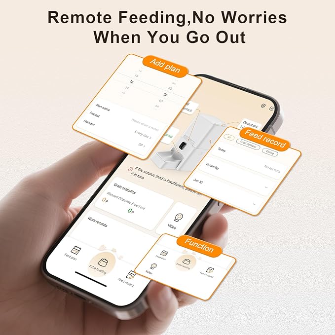 Automatic Pet Feeder, White 6L Cat Food Dispenser, Supports 5G & 2.4G, with 1080P HD Night Vision 142° Camera, APP Remote Control, Customizable Portion Sizes, Low Food & Motion Alerts