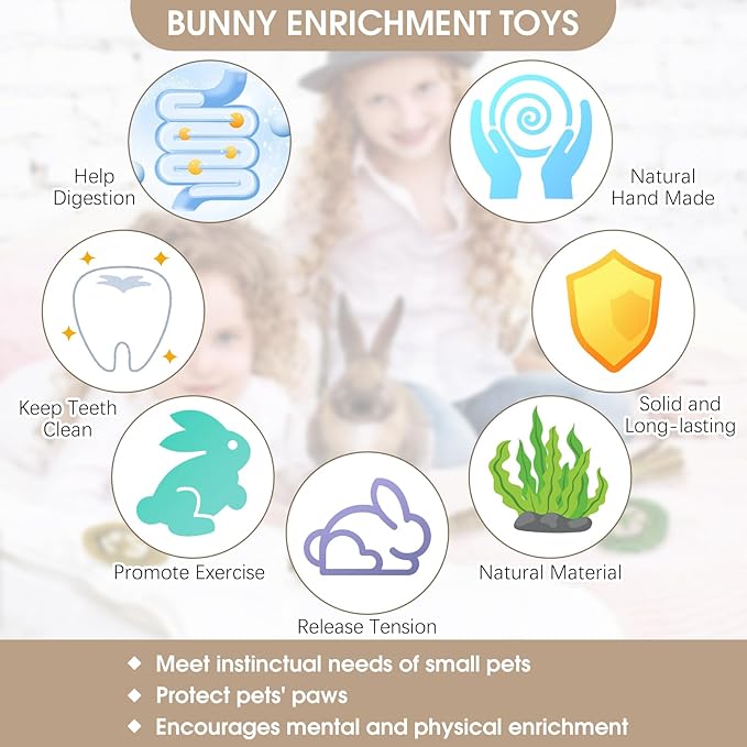 Hamiledyi Rabbit Seagrass Activity Mat Bunny Toy Hanging Rabbit Chew Toys for Teeth Enrichment Toys Seagrass Protector Mat Small Animal Toys for Chinchilla Guinea Pig Hamster Rat Rodent