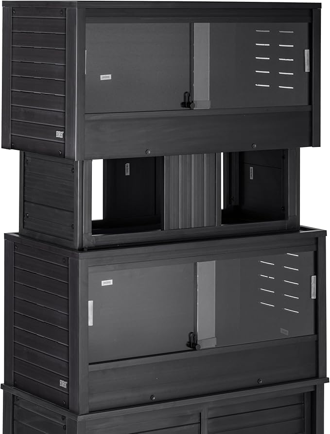 New Age Pet ECOFLEX Two Medium Reptile Enclosures with Matching Stacker Combo Set in Black