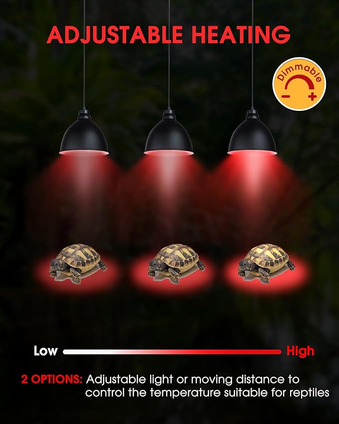EvaStary 100W Infrared Heat Lamp Bulbs, 2 Pack UVA Reptile Basking Spot Light for Reptiles, Red Heat Lamp Bulb for Bearded Dragon,Turtle,Snake, Chickens, Pets