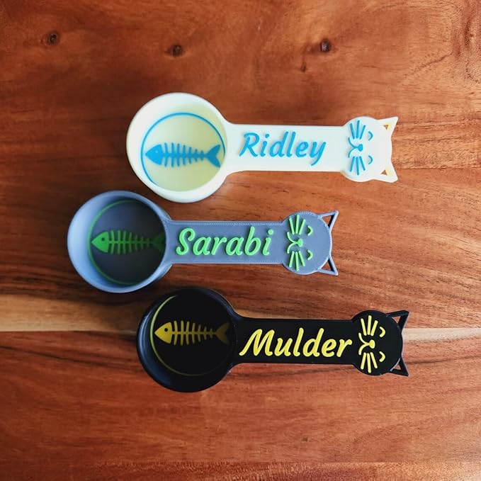 Personalized Cat Food Scoop, Cat Food Measuring Cup with Name, Kibble Scoop (6 oz - 3/4 cup)