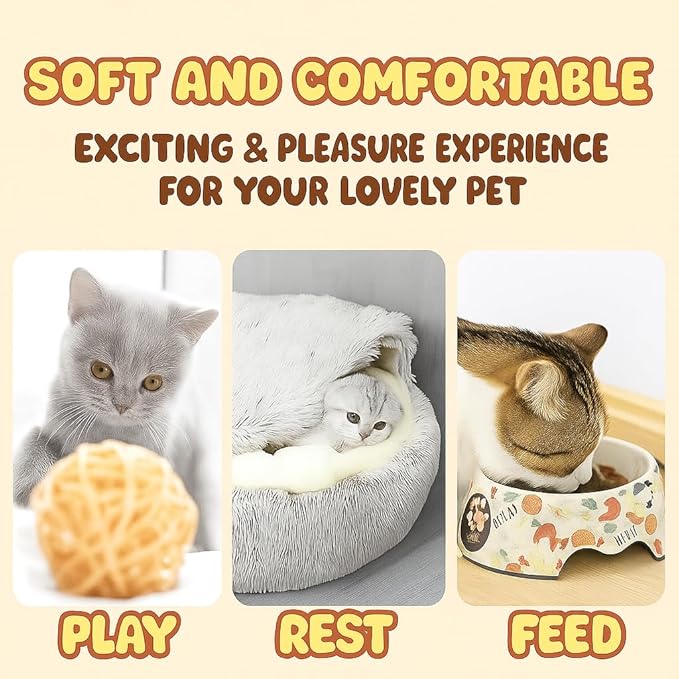 Nest Bed - Lapcatz Cat Beds for Indoor Cats, Fluffy Cat Bed Cave Plush Warm Nest for Cats (Black,M 20"x20")