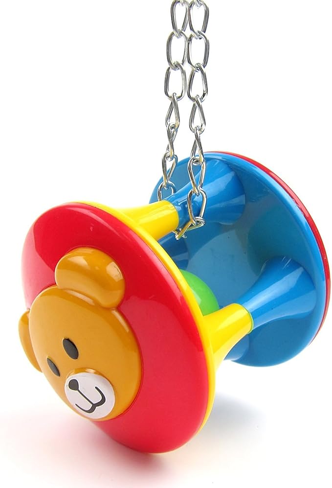 Hypeety Parrot Colorful Ball Toys with Bell Cage Hanging Chewing String for Parakeet Conure Cockatiel Small Medium Birds (A)