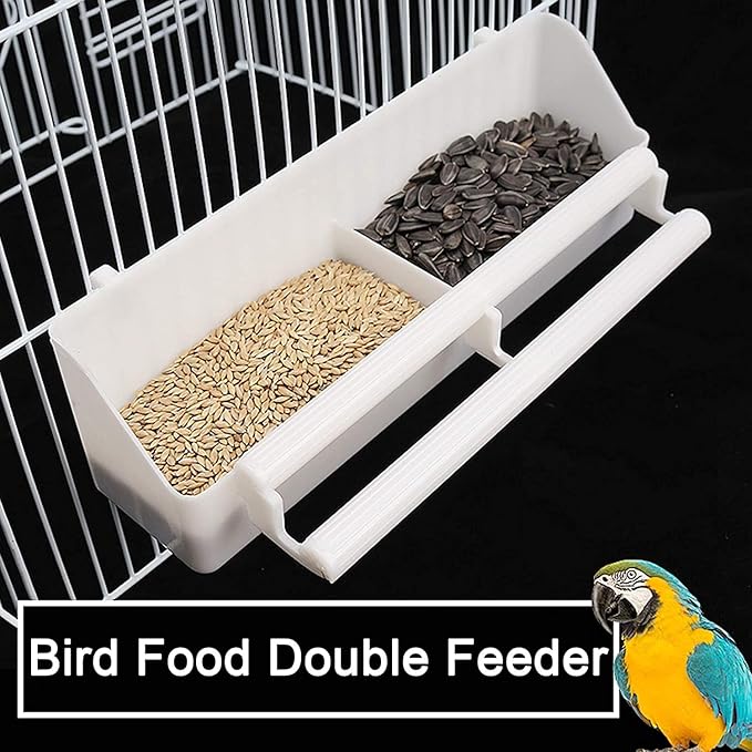 X-Large Double Durable Stackable Two Separate 3-Levels Bird Parrot Cages Side Breeding Nest Box Doors Easy Clean Pull Out Metal Grate and Tray with Detachable Stand on Wheels
