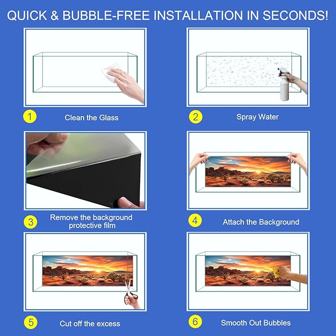 Aquarium Background & Terrarium Background – Ultra HD Static Cling, Tape-Free, Desert Sunset Design for Reptile Tank Decorations, Perfect for Bearded Dragon and Leopard Gecko Tanks 11.8 X 23.6 Inches