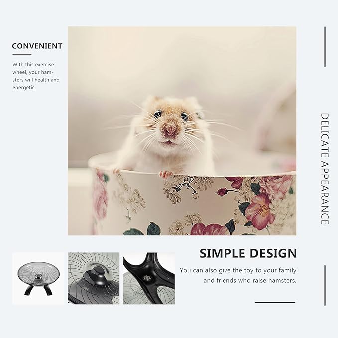 POPETPOP Hamster Exercise Wheel Super Silent: Hamster Flying Saucer Silent Hamster Wheel Guinea Pig Run Wheel for Hamsters Gerbils Mice Hedgehogs (Black)