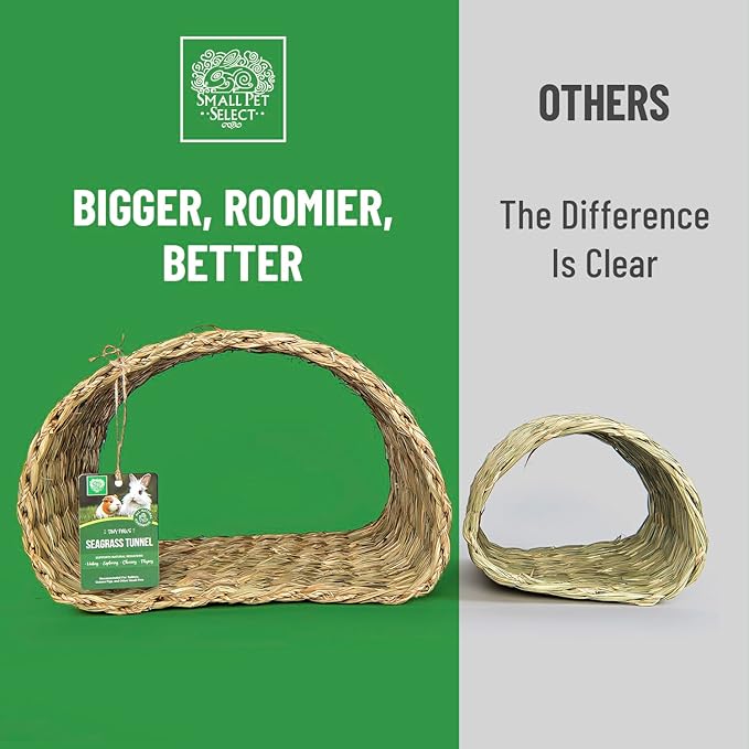 Small Pet Select - Jumbo - Tiny Paws Seagrass Tunnel for Rabbits, Guinea Pigs, and Other Small Animals