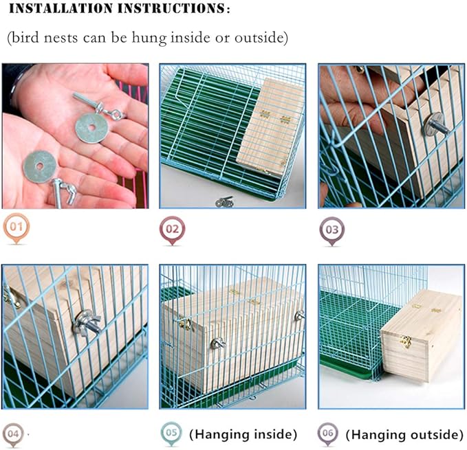 YJJKJ Wood Parakeet Nest Box Pet Bird House Parrot Breeding Mating Box Bird Cage Box for Lovebirds Cockatiel Parrotlets Budgerigar Parakeet (L)