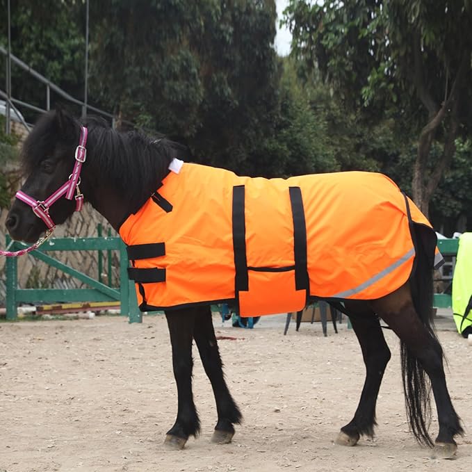 Foal/Mini Horse Size 30"-48" Waterproof & Breathable 300 Denier Winter Turnout Blanket with 150g Polyfill Orange Medium