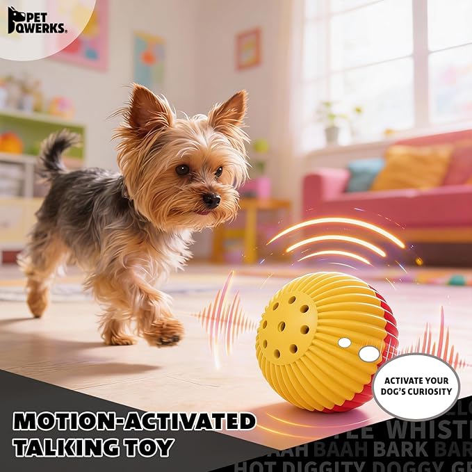 Pet Qwerks Animal Sounds Babble Ball - Interactive Chew Dog Toy - Large