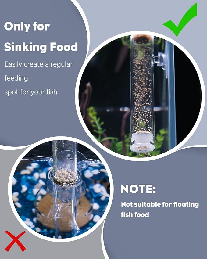 Pawfly Aquarium Fish Shrimp Feeder Feeding Dish Set Clear Glass Tube with Food Bowl/Tray Fish Tank Supplies with 2 Suction Cups