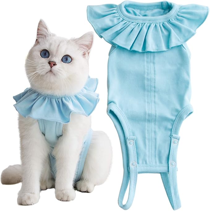 Cat Recovery Suit for Abdominal Wounds and Skin Diseases,Breathable Surgical Recovery Shirt After Surgery Wear Anti Licking Wounds,E-Collar Alternative for Female Cats Kitten(RSC01-green-m)
