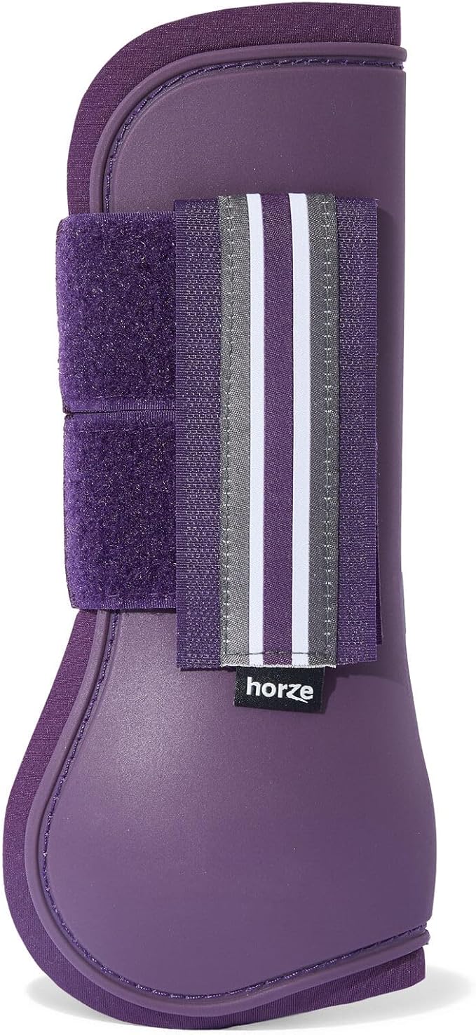 HORZE Adepto Open Front Tendon Boots | Durable Shell with Neoprene Lining - Blackcurrant Purple - Warmblood