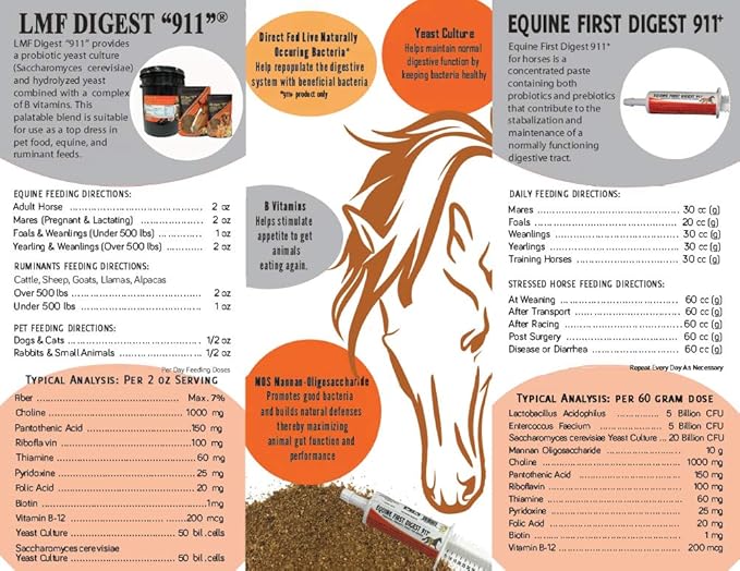 LMF Digest 911" 25 Pound prebiotic and probiotic Supplement for Horses, ruminants and Pets
