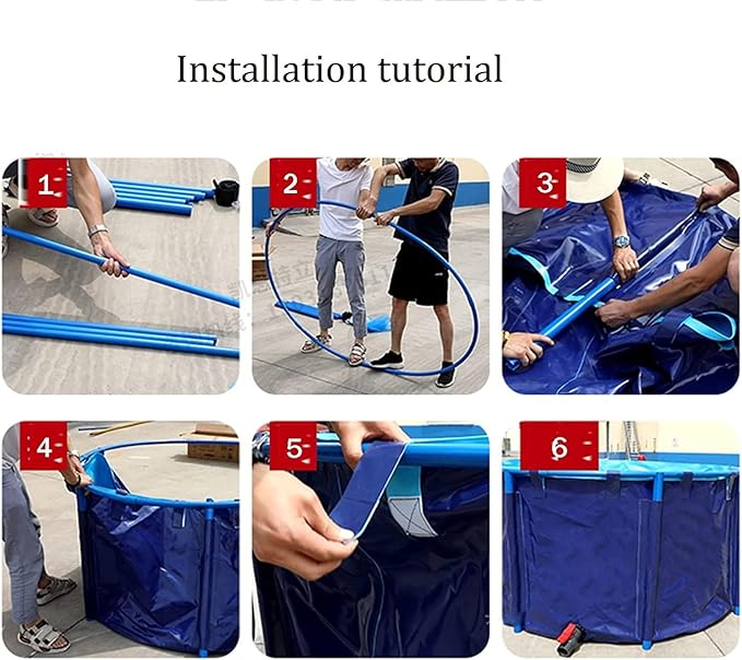 Collapsible Fish Pond, Above Ground Pond Large Collapsible Durable Plastic Canvas Fish Ponds with Brackets for Koi Culture and Agricultural Irrigation 59X39 in(1700 L)