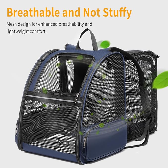 Cat Backpack，Expandable Cat Carrier Backpack, Dog Backpack Carrier and Pet Carrier Backpack, Suitable for Cats, Dogs Kitten or Small Dogs, Travel Friendly Puppy Cats Bag (Blue)