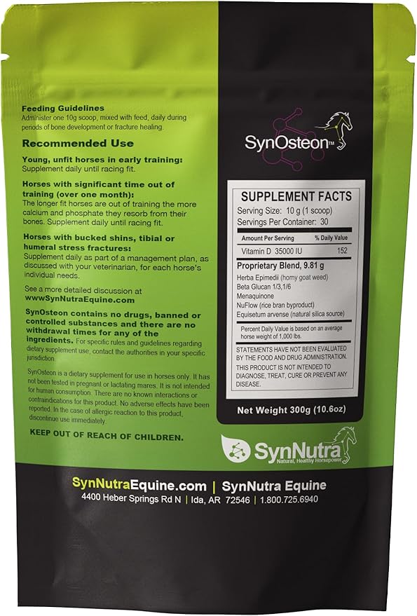 SynOsteon, Highly Potent 100% Natural Bone & Joint Health Supplement for Horses, Approved by Veterinarians & Olympic Athletes, Lab Tested and Proven Results, More Potent, 30 Servings, Made in USA