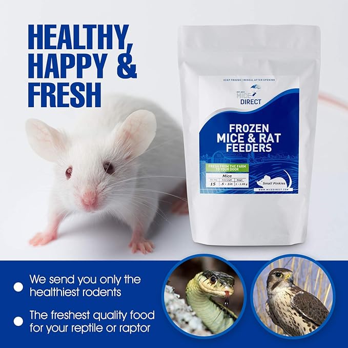MiceDirect 80 Frozen Mice Combo Pack of 40 Hoppers and 40 Weanling Feeders Snake Food for Mice for Juvenile Ball Python Adult Milk Corn Snakes (1.5-2.5 in)(Pack of 80)(800 Grams Min)