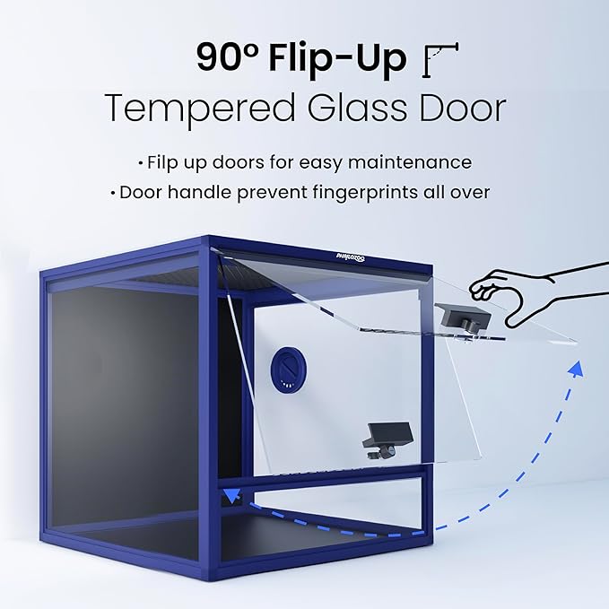 MagicCube 18'' x 18'' x 18'' Reptile Terrarium with Lock, 24 Gallon Reptile Tank with Flip-Up Tempered Glass Door, Top Screen Ventilation for Leopard Gecko, Lizards